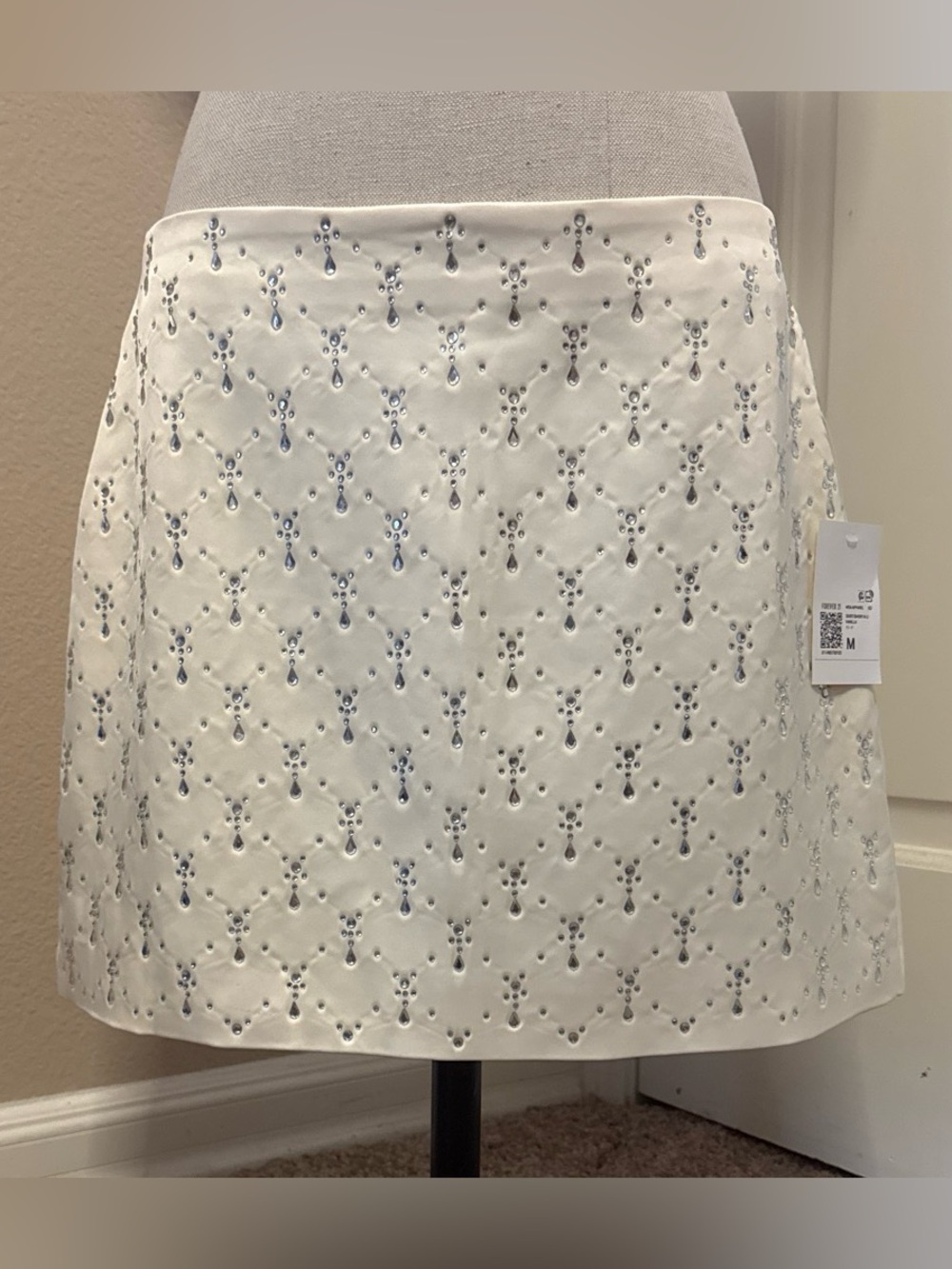 Forever 21 Ivory Embroidered Mini Skirt